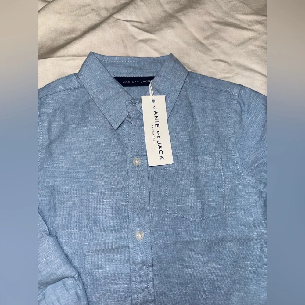 Janie and Jack Light Blue Casual Button Down Shirt - Picture 4 of 7